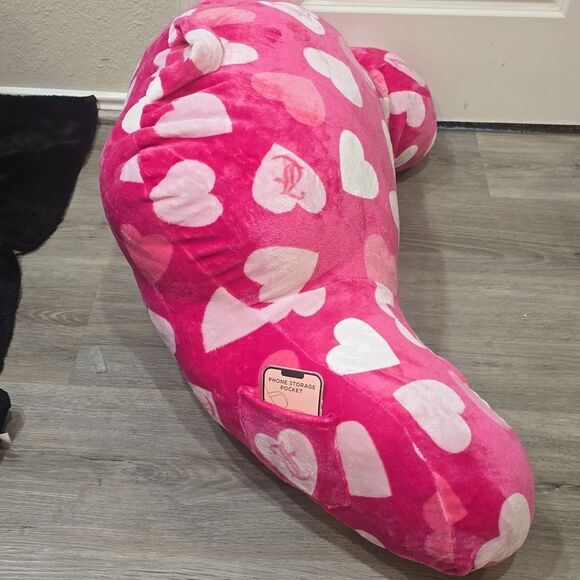 Juicy Couture Home JC Logo Hearts Plush Bed Rest Pillow w/Cell Pocket - Picture 4 of 6
